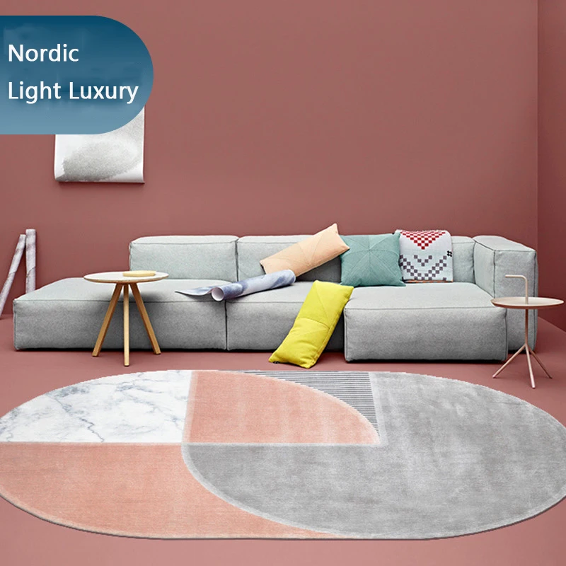 

Nordic Oval Carpet Living Room Pink Creative Girls Room Carpet Bedroom Bedside Rug Study Chair Mat Modern Area Rug Carpet