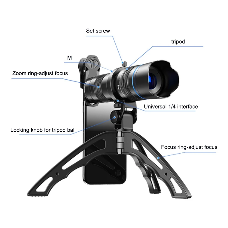 20-40X Telephoto Zoom Lens Monocular+Selfie Tripod