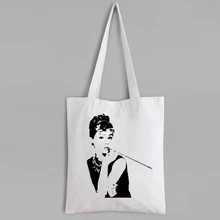 Portrait Art Shopping Bag Cartoon No Zipper Canvas Tote Portrait Art Print Custom Logo Tote Bag Women Gifts Cute Bags Cute