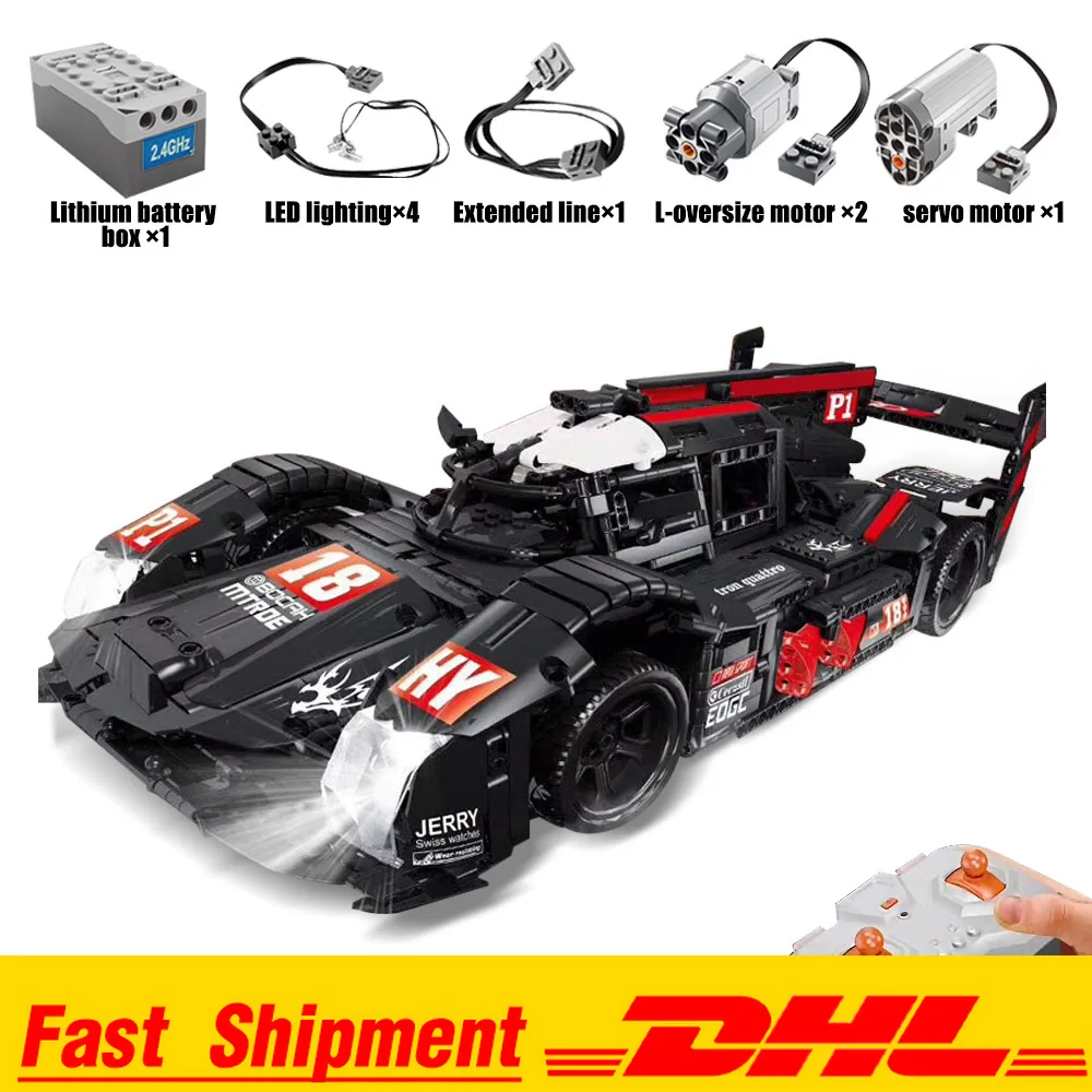 

IN Stock Technic Cars Model Toys The MOC Black R18 Speed Race Motor Car Assembly Car Model Building Blocks Kids Christmas Toys