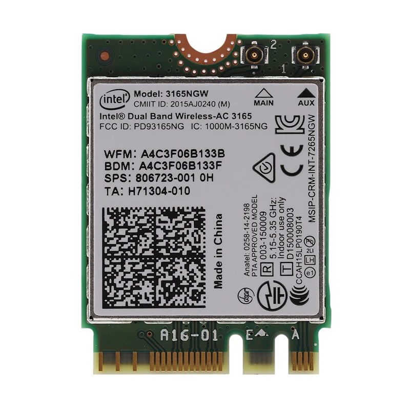 Wifi беспроводная карта для hp SPS 806723-001 Intel Двухдиапазонная Беспроводная-AC 3165 3165Ac 3165NGW wifi Bluetooth 4,0 NGFF карта 802.11AC