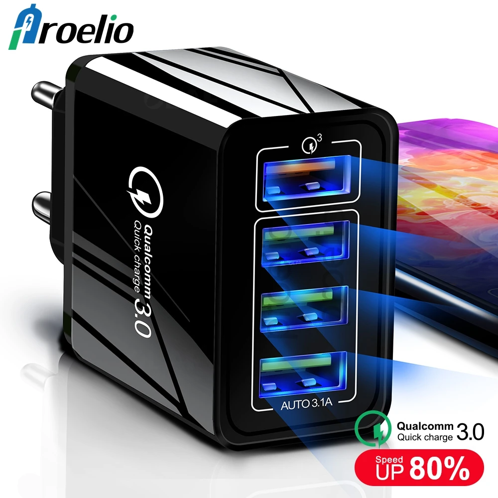 

Proelio LED Portable Multi USB Charger For iPhone 7 8 X XR XS For Xiaomi Redmi Note 7 Quick Charge 3.0 Fast Charge Phone Charger