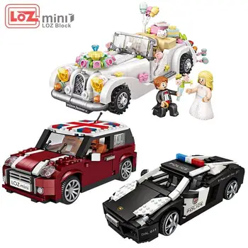 

New mini loz Technic Mini Building Blocks Vehicle Assemable Educational Toys for Children Creatored Police Truck Car Bricks Toys