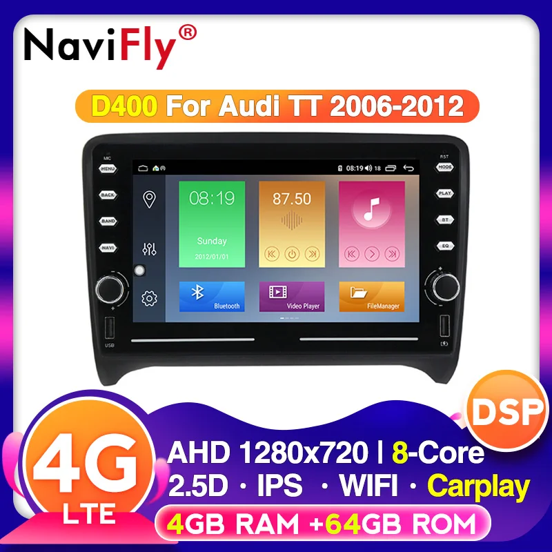 NaviFly DSP IPS 2 DIN автомобильные медиасистемы GPS для Audi TT MK2 8J 2006 2007 2008 2009 2010 2011 2012