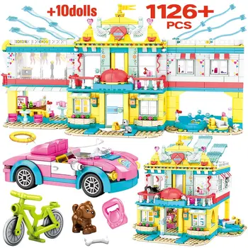 

City Girl Villa Castle House Car Beach Hut Building Blocks Friends Water Park Slide Figures Bricks Toys For children Girls gifts