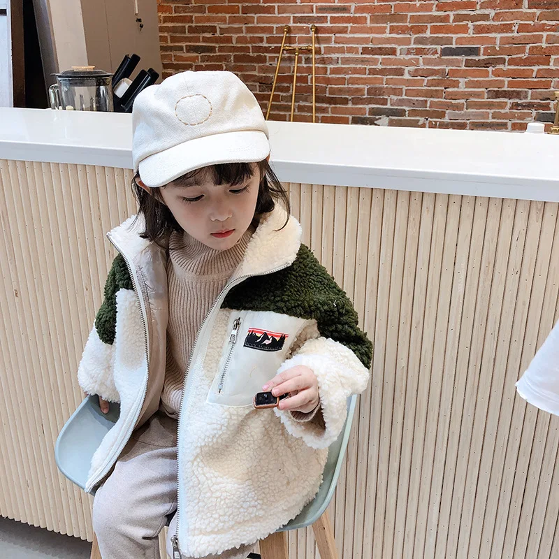 new wholesale girls boys fleece coat thicken winter fashion full sleeve kids jacket 2-7t