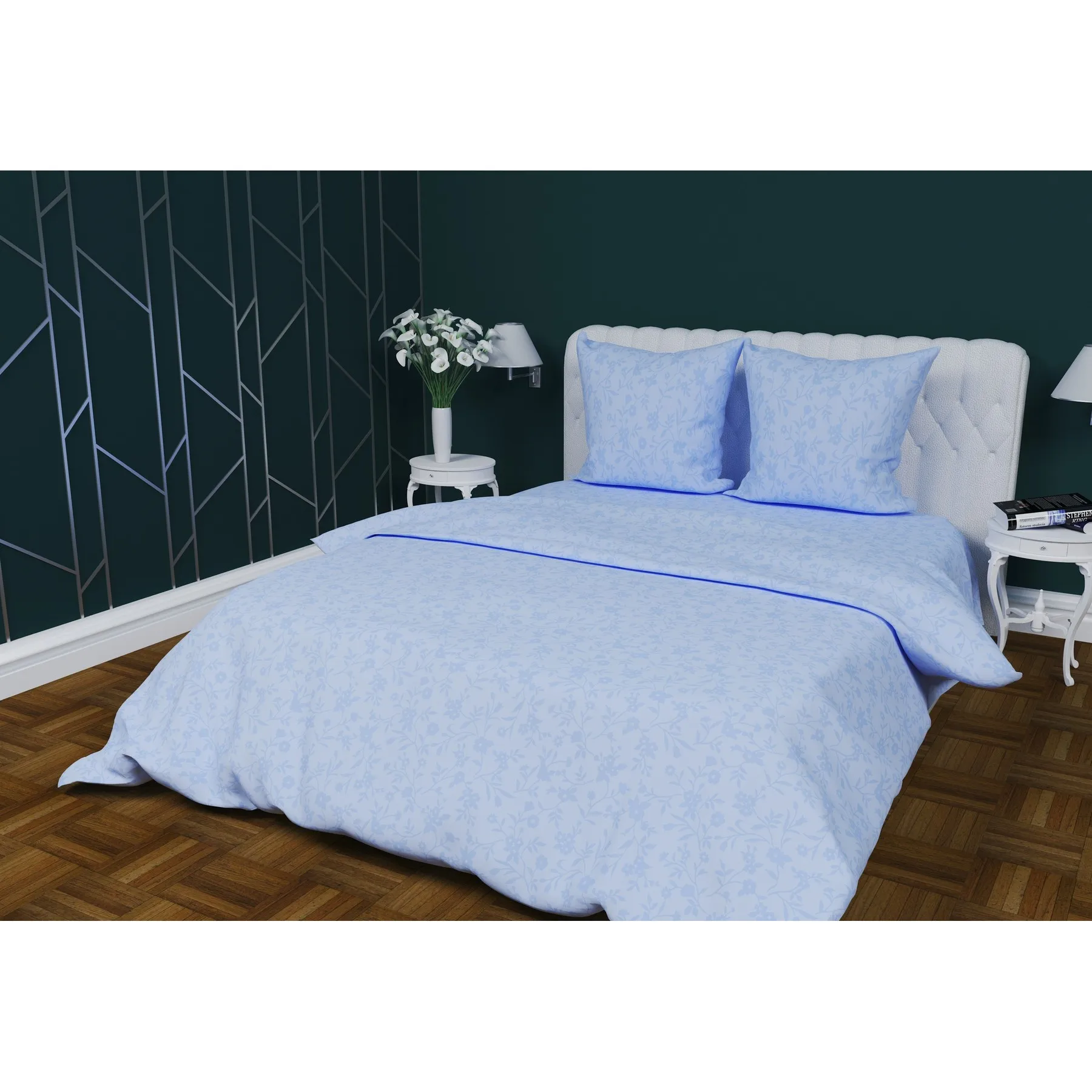Bed linen &quotromance Blue&quot euro. Calico 120 gr./sqm. | Дом и сад