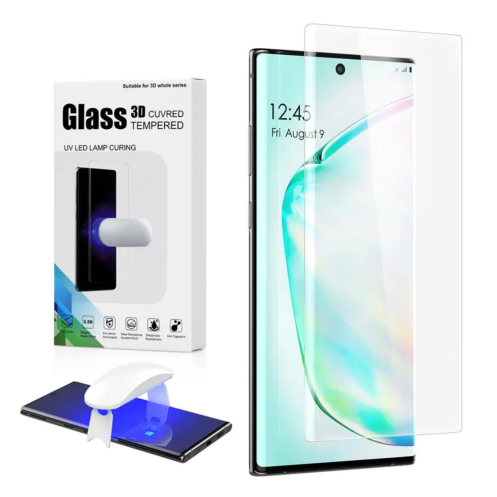 Полностью клеевая жидкость для экрана УФ закаленное стекло для samsung Galaxy Note 10 UV защита экрана для Galaxy Note10 Plus изогнутое стекло - Цвет: 1pc