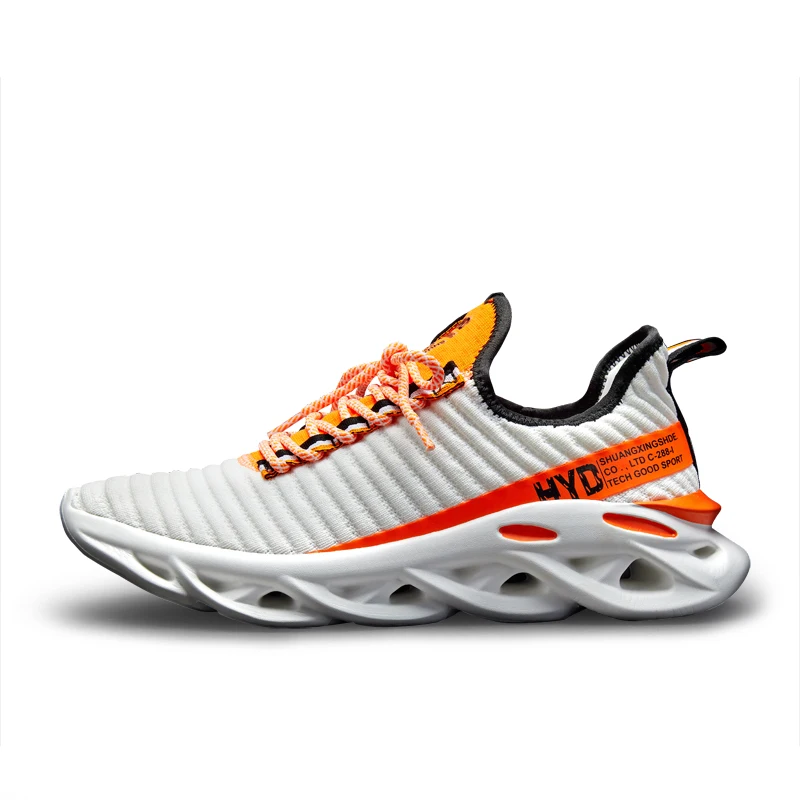 Мужская Вулканизированная обувь; кроссовки; дышащая мужская повседневная обувь; нескользящая Мужская обувь из сетчатого материала на шнуровке; коллекция года; Мужская обувь; Tenis Masculino; - Цвет: 662 White Orange