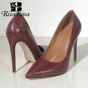 

RIZABINA Party Show Women Pumps Pointed Toe Soft Sole Shoes Owmen Fashion Thin High Heels Leather Pattern Footwear Size 34-43