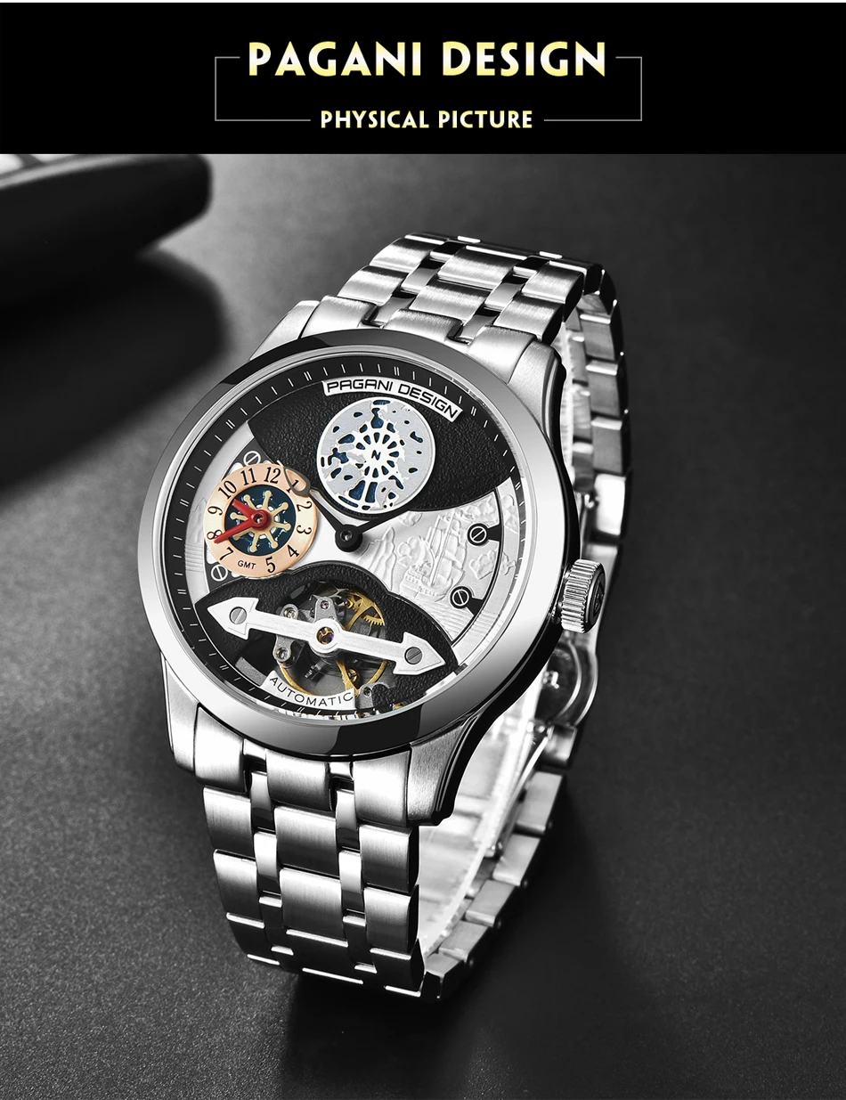 PAGANI дизайнерские Брендовые мужские модные механические часы Роскошные водонепроницаемые автоматические деловые часы из нержавеющей стали повседневные мужские часы