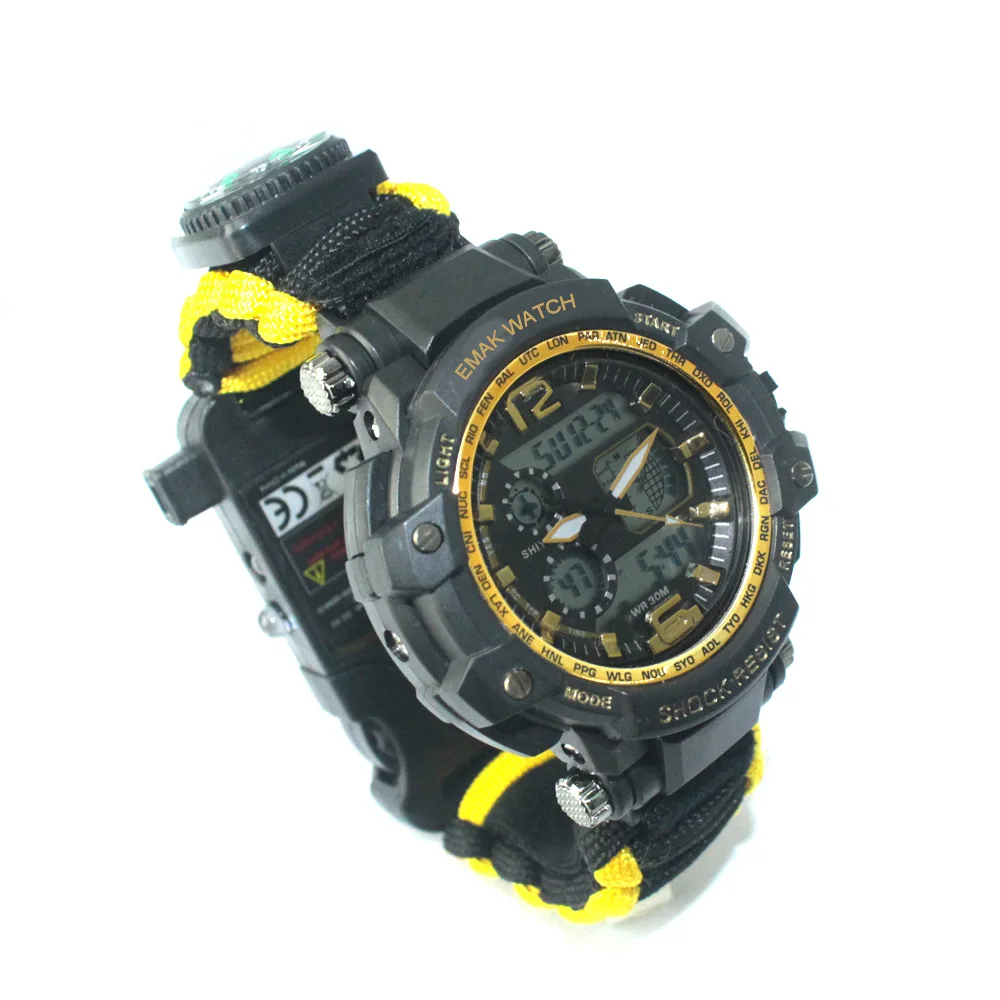 

EM-182 Spring New Style Outdoor Sports Watch Casual Fashion Multi-functional SOS Survival Whistle Waterproof Watch