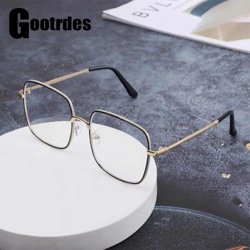Anti-fatigue Radiation Protection Oversized Eyeglasses Computer Goggles Diamond Studded Eyewear Vintage Square Glasses | Аксессуары для