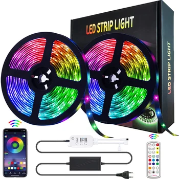

RGB LED Strip 10m 300leds IR Remote/BT Control Strip Timing Music Mode Color Changing Waterproof LED Strip for Home Decoration