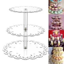 Hemoton 3 яруса десерты подставка для кексов Торт Дисплей Стенд Круглый Свадебная вечеринка акриловый торт кекс дерево башня сервировочное блюдо