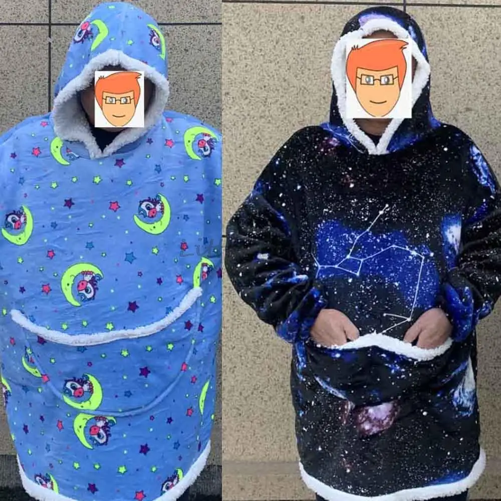 Wearable Blanket Adult Kids Sizes Winter Family Hoodie Blankets Oversized Hoodie TV Blanket for Women Men Kids Family Pajamas matching couple outfits