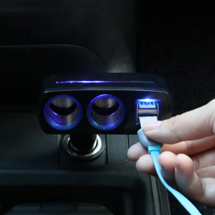 Двойной USB зарядное устройство 2 Way розетка для автомобильного прикуривателя сплиттер адаптер DC 12 В/24 В Универсальный LSMK99