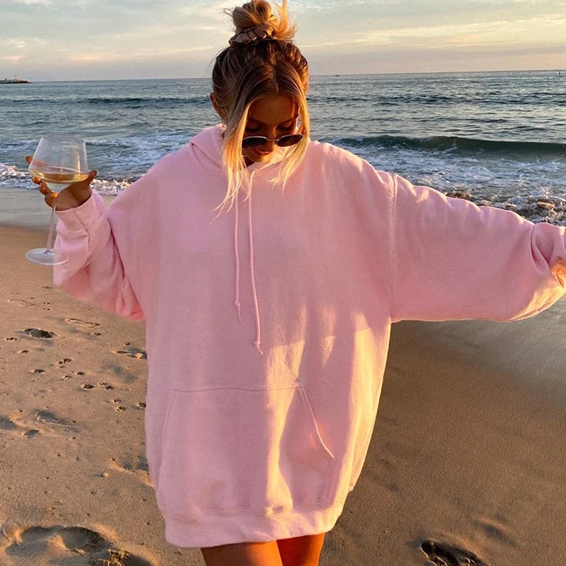 IAMSURE 2020 Autumn Long Sleeve Letter Print Casual Loose Women Hoodies Korean Fashion Streetwear Oversize Cute 90s Sweatshirts