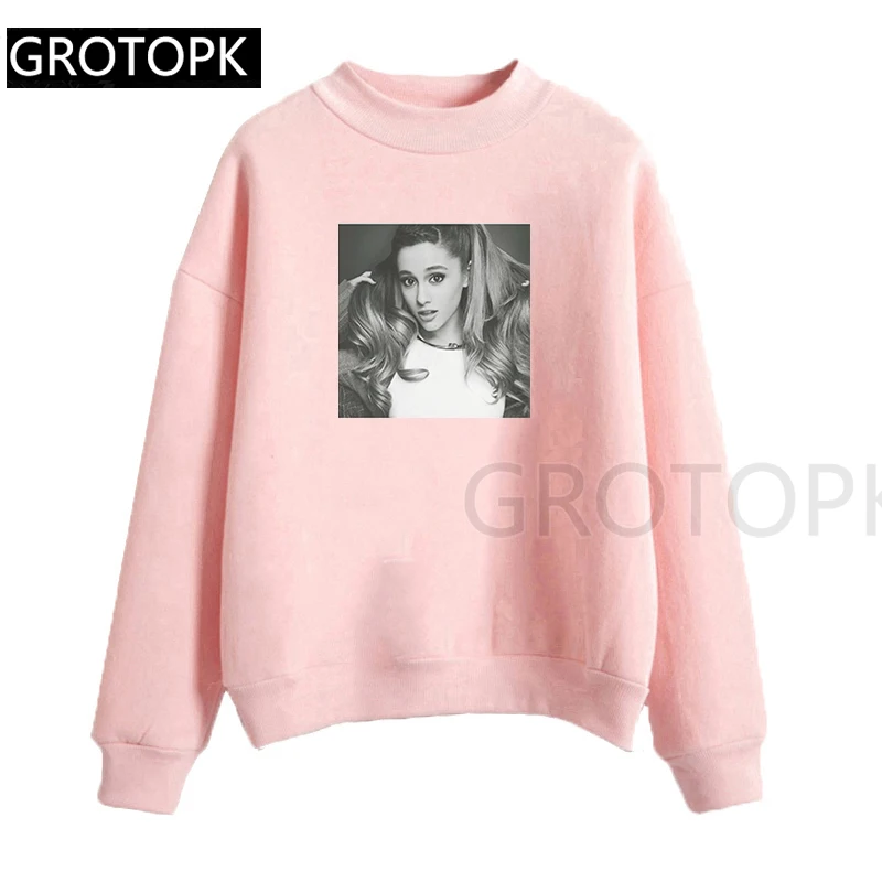 GM12428-pk Ariana Grande Harajuku женские толстовки и худи женские розовые и Белые Повседневные флисовые худи с капюшоном для женщин и девушек - Цвет: GM12428-pk