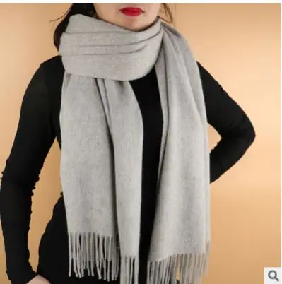 light Grey Шарф из овечьей шерсти для женщин, шерстяная Пашмина бандана, зимний весенний длинный женский шарф, шали для женщин - Цвет: light Grey