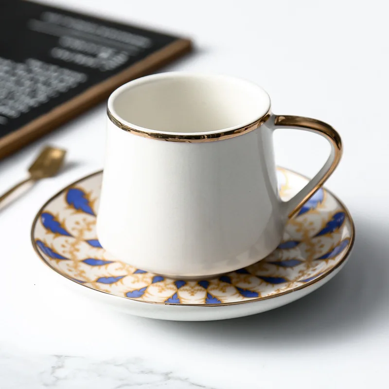 Керамические кофейные чайные пары Европейская простота Пномпень эспрессо капучино латте кафе домашний чай Кружка небольшой емкости - Цвет: H
