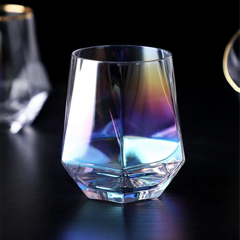 Creative Geometry Glass Cup Golden Rim Crystal Transparent Masonry Coffee Mug Wine cocktail Milk Tea Cup Drinkware Couple Gifts