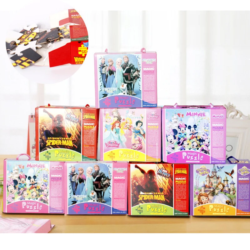 Дисней в штучной упаковке головоломка замороженный Человек-паук шаблон головоломка игрушка фигурки аниме модель игрушки для детей Подарки