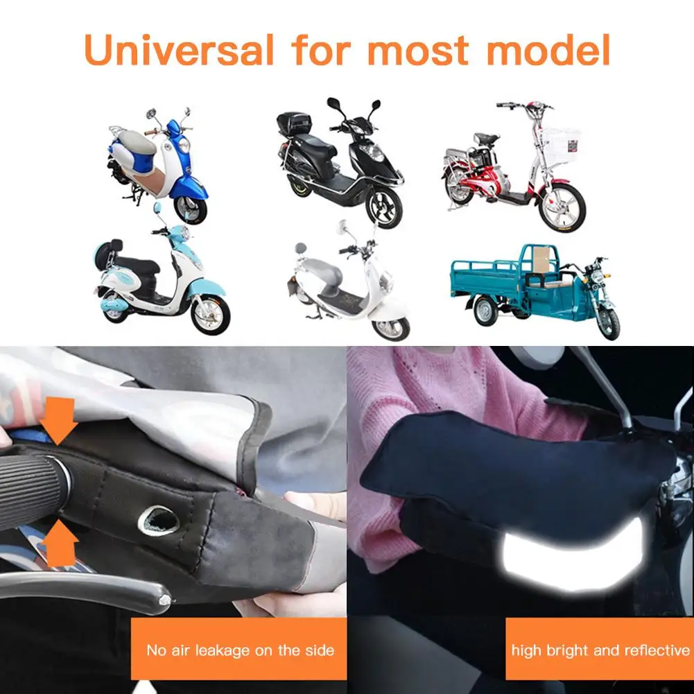 1Pair Motorcycle Handle Bar Gloves Snowmobile Waterproof Windproof Warm Cover Gloves Winter Motorbike Handle Bar Gloves
