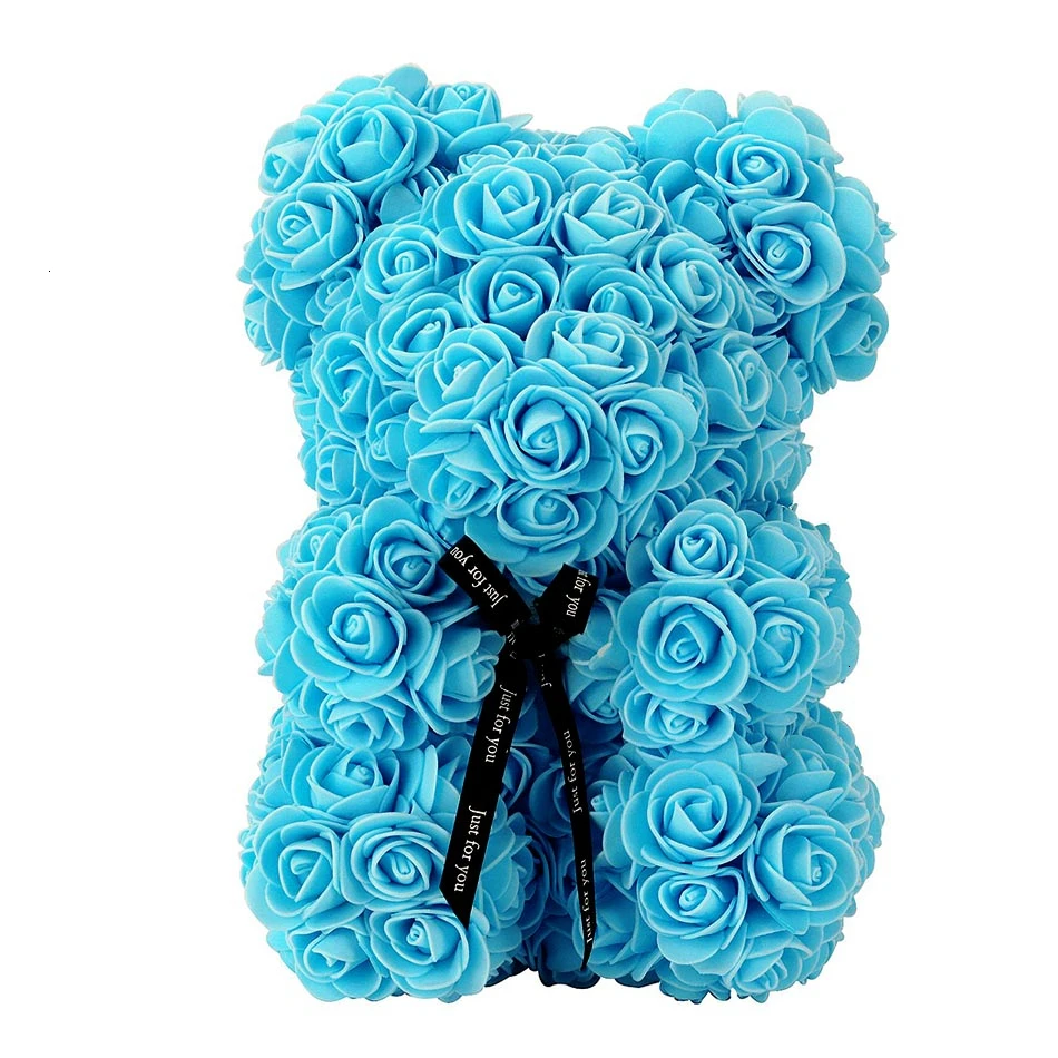 Light blue Сделай Сам 25 см плюшевый медведь розы с коробкой Искусственные из ПЭ цветок медведь Роза День святого Валентина для девушки женщины жена подарок на день матери - Цвет: Light blue
