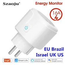 

Szaoju WiFi Smart Plug Socket Tuya 16A EU Plug Adapter Wireless Remote Control Smart Home Power Monitor Timer Socket for Alexa