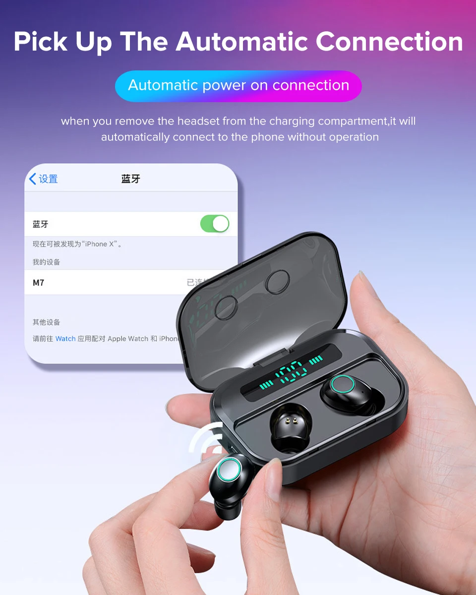 TWS Bluetooth 5,0, наушники с микрофоном, светодиодный дисплей, наушники, беспроводные наушники, водонепроницаемые, с шумоподавлением, спортивные гарнитуры