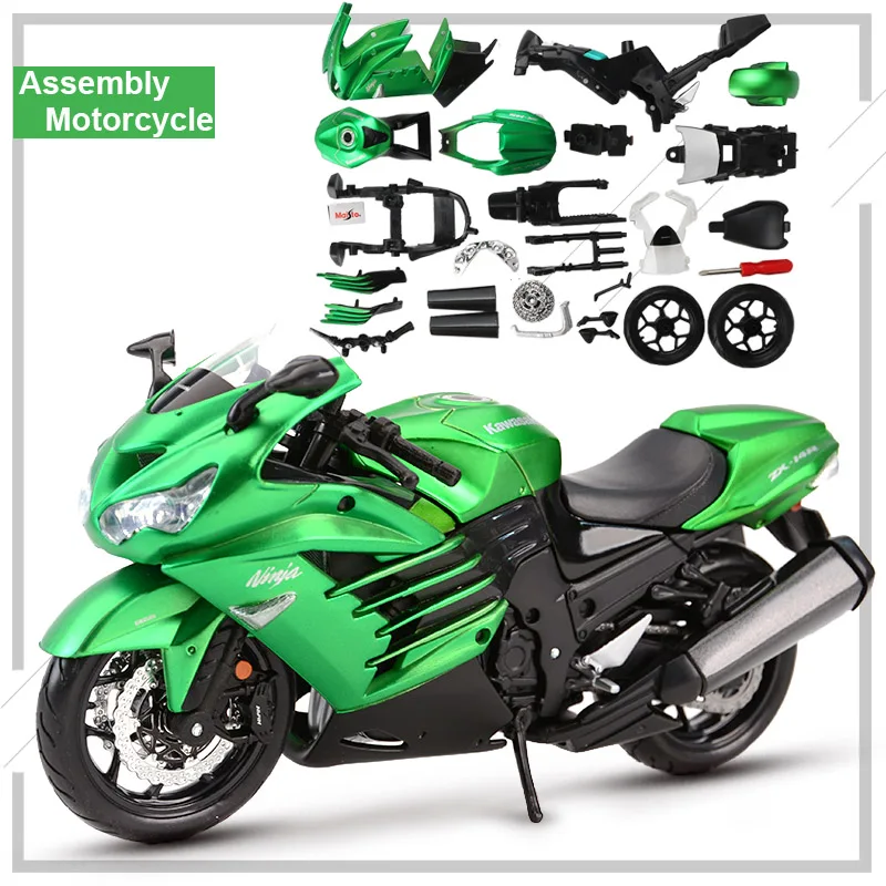Najtaniej Skala 112 Maisto model motocykla zestaw zabawek Ninja ZX 14R montaż rower z napędem zestawy do budowania kolekcja zabawki dla chłopców
