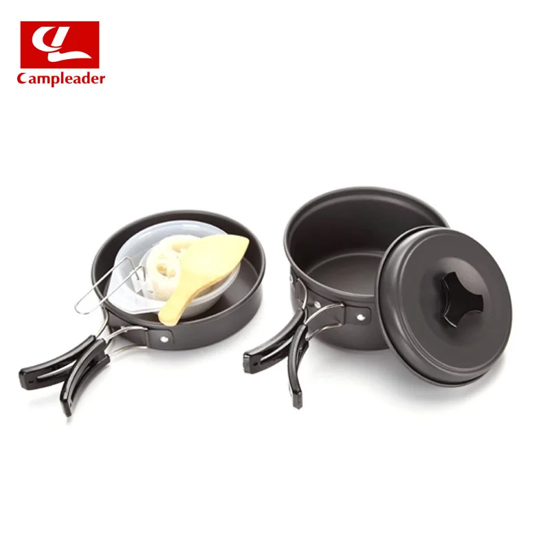 

Outdoor Camping Pot Set Alumina Non-Sticking Pot Portable With Plastic Bowl Spoon for Picnic stainless steel camping cookware