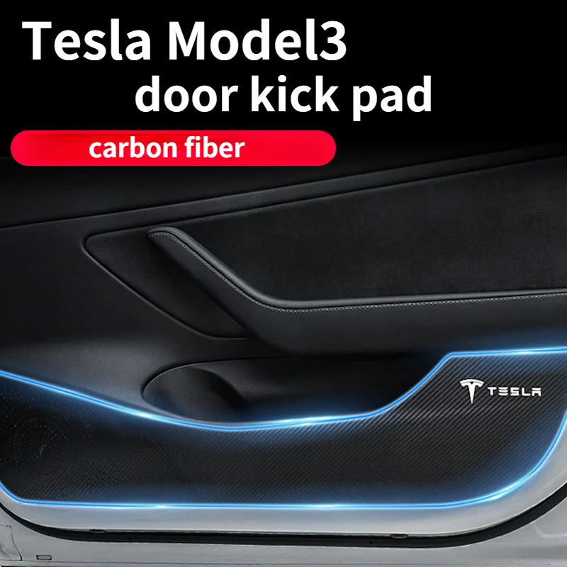 

Tesla model3 door kick pad car interior protective film carbon fiber matte scratch-proof model3 refit accessories decoration