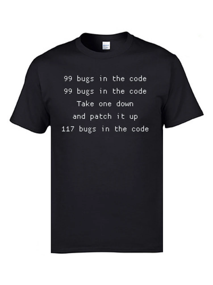 

It Engineer Programmer T Shirts 99 Bugs In The Code Language Letter Men Tshirts Summer Fashion Tops Tees High Quality Clothes