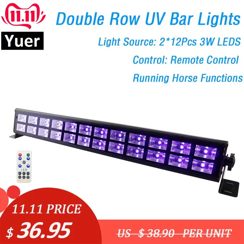 Preise 24 LEDs Disco UV Bar Lichter Party Dj Lampe UV Farbe LED Wall Washer Lichter Für Weihnachten Laser Projektor Bühne wall Washer Lichter