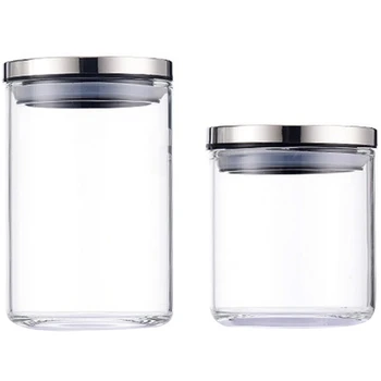 

Sealed Cans Kitchen Storage Cans Glass Tea Cans with Lid Heat-Resistant Household Glass Jars
