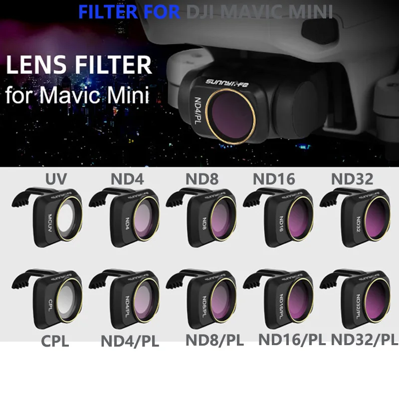 Super Sale KSW DJI Mavic Mini Camera Lens ND/PL Polarizing Filter Kit MCUV ND4 ND8 ND16 ND32 CPL For DJI Mavic Mini Drone Accessories 