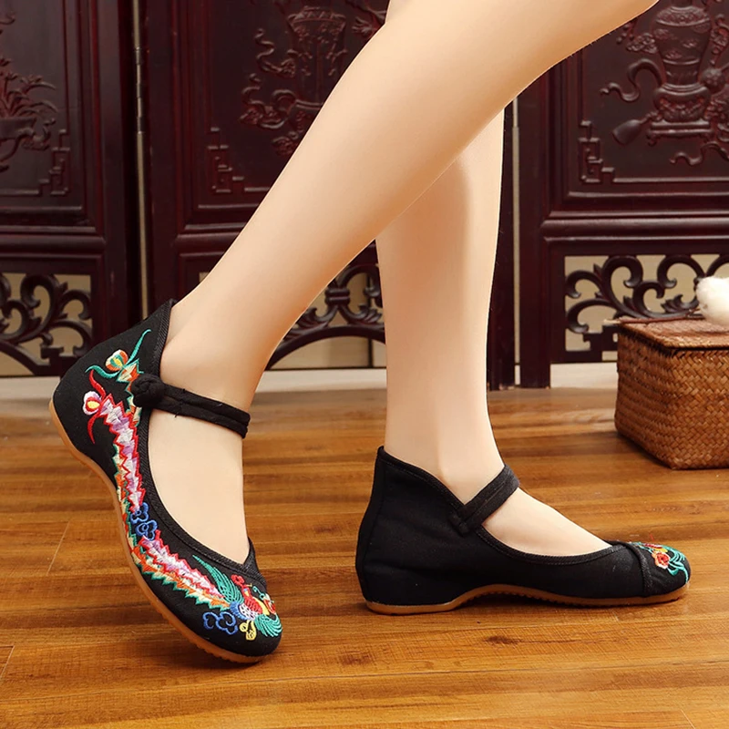 Сезон весна-лето; Size35-41 женская обувь на плоской подошве; Винтажная обувь с цветочной вышивкой; Женская Повседневная тканевая танцевальная обувь в китайском стиле «Старый Пекин» - Цвет: Золотой