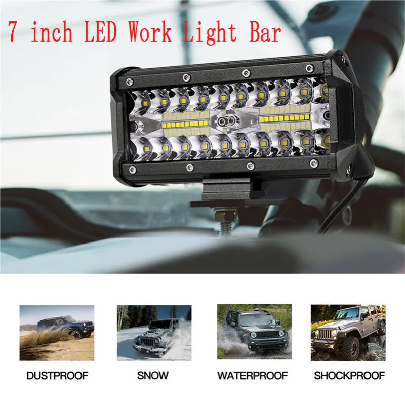 7inch 400W LED Work Light Bar Flood Spot Beam Offroad 4WD SUV Driving Fog Lamp