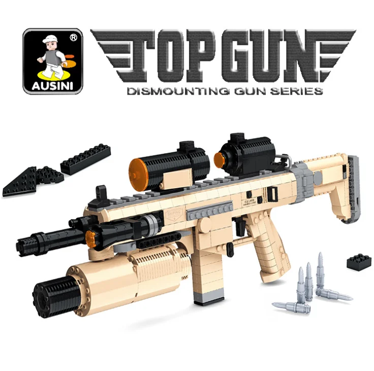 

AUSINI SWAT GUN Replica Building Blocks Toy Gun Simulation Military Weapon Sniper Gun Building-Bricks Kits Toys for Children.