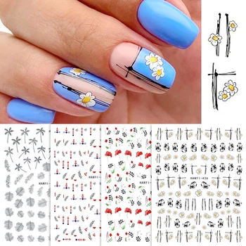 

1 Sheet 3D Nail Sticker Flower Coconut Tree Nail Decals Summer DIY Nail Art Decoration