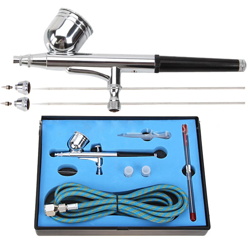 

1PC Portable Airbrush Small Set 130K Airbrush 0.2-0.3-0.5mm Three Calibers 7CC Capacity Manual Pneumatic Airbrush Tool Set