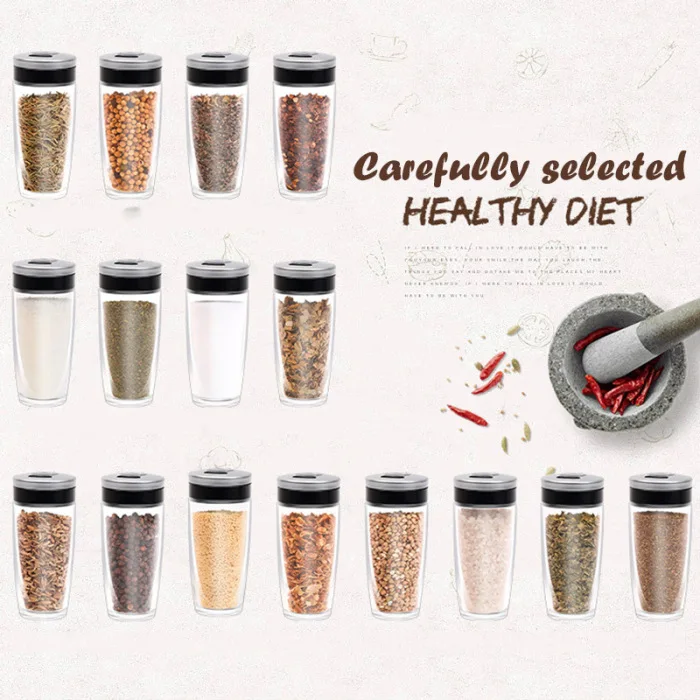 7Pcs/Set Lead-free Glass Seasoning Bottle Kit Rotating Seasoning Oil Tank Kitchen Supplies BJStore