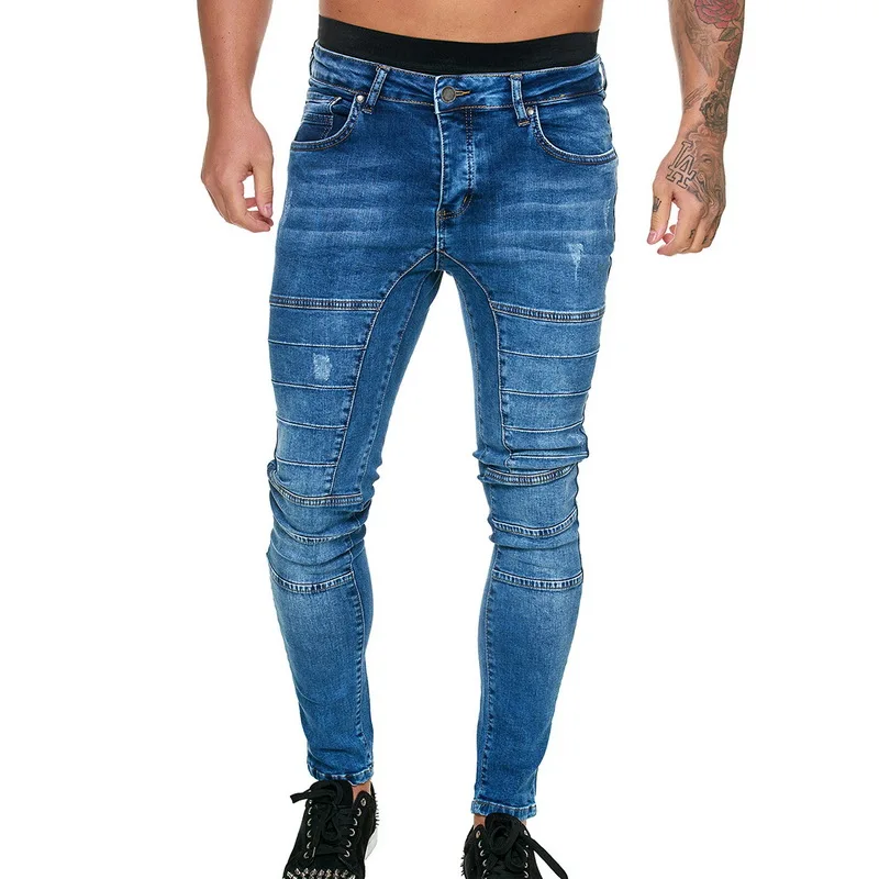 Vendedor Caliente Adisputent-pantalones vaqueros ajustados para hombre, Jeans de estilo Hip Hop, ropa de calle, pantalones vaqueros sólidos informales para hombre, pantalones ajustados elásticos de pitillo de motorista YDwpeKnqg8X