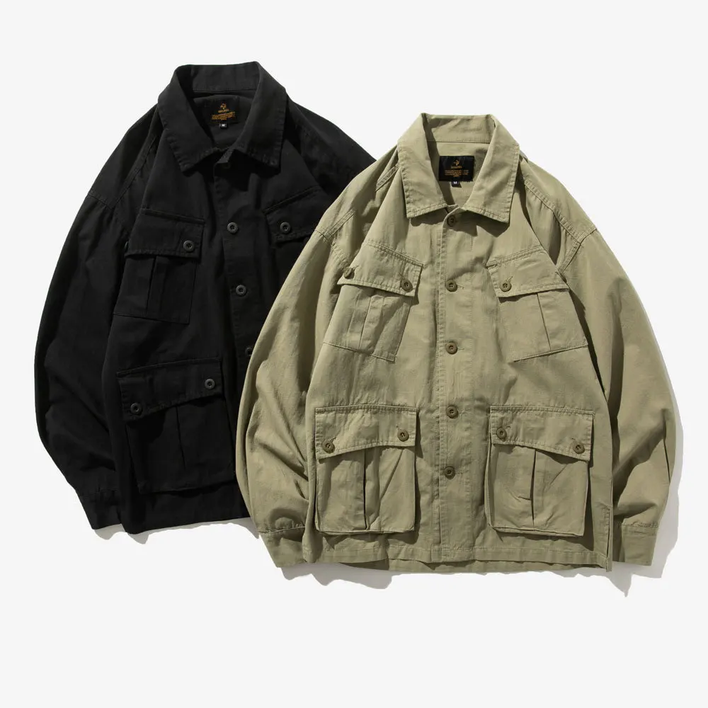 

Wu Navigation Workwear Coat Men's Fashion American-Style Spring And Autumn Japanese-style Jacket Couples Fold-down Collar Loose-