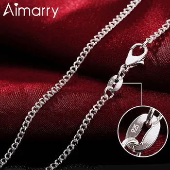 

Aimarry 925 Sterling Silver 16/18/20/22/24/26/28/30 Inch 2MM Side Chain Necklace Fashion For Women Men Wedding Jewelry Gifts