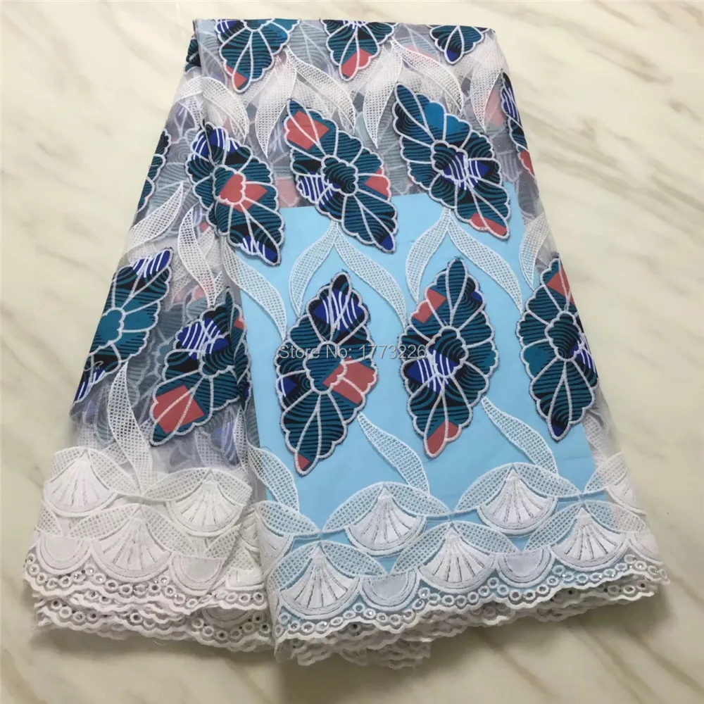 

High Quality Nigerian Lace Fabrics for Dress Latest French Net Lace With Cotton Wax Fabric African Lace Fabric Wedding Party PWA