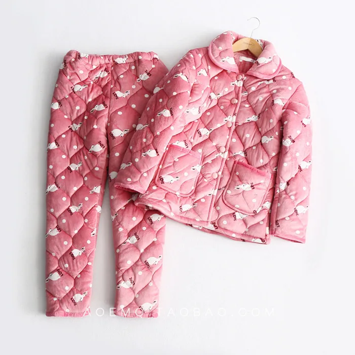 

One's Flannel Thick Three Layer Padded Pajamas Suit Pajamas Entity
