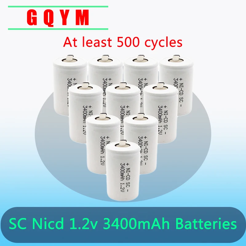 

12PCS SC 1.2V 3400mAh Rechargeable Battery Sub C Ni-CD Cell for Screwdriver,With Soldering Tab